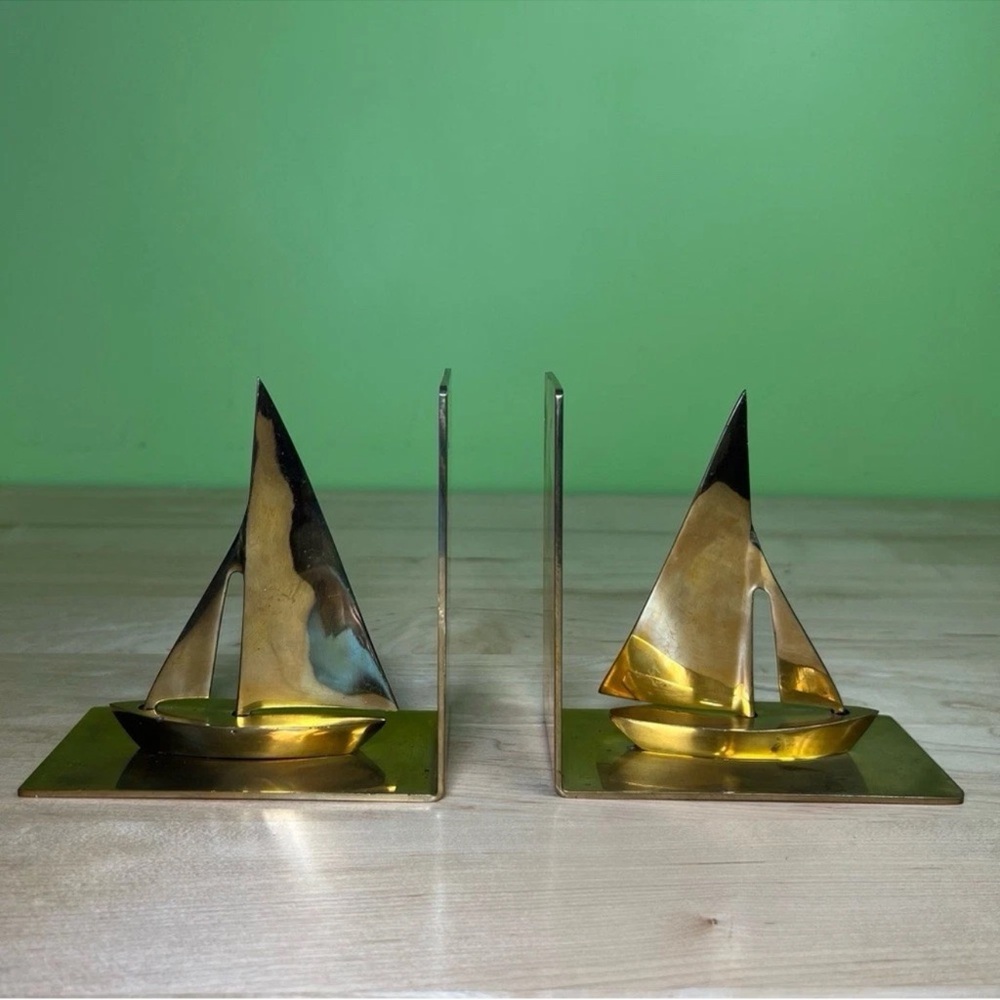 Brass Midcentury Gatco Sailboat Bookends - Picture 2 of 7